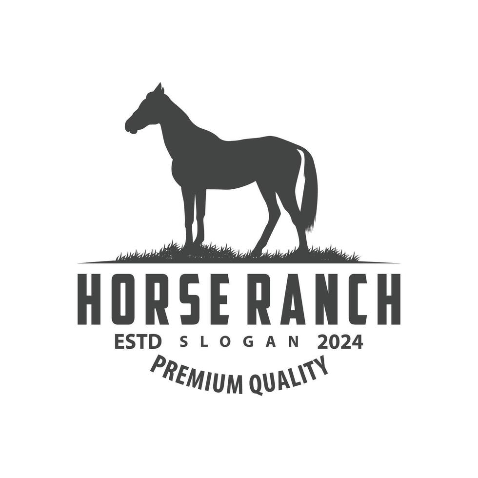 häst logotyp enkel illustration häst ranch mall Västra Land cowboy retro årgång silhuett design vektor