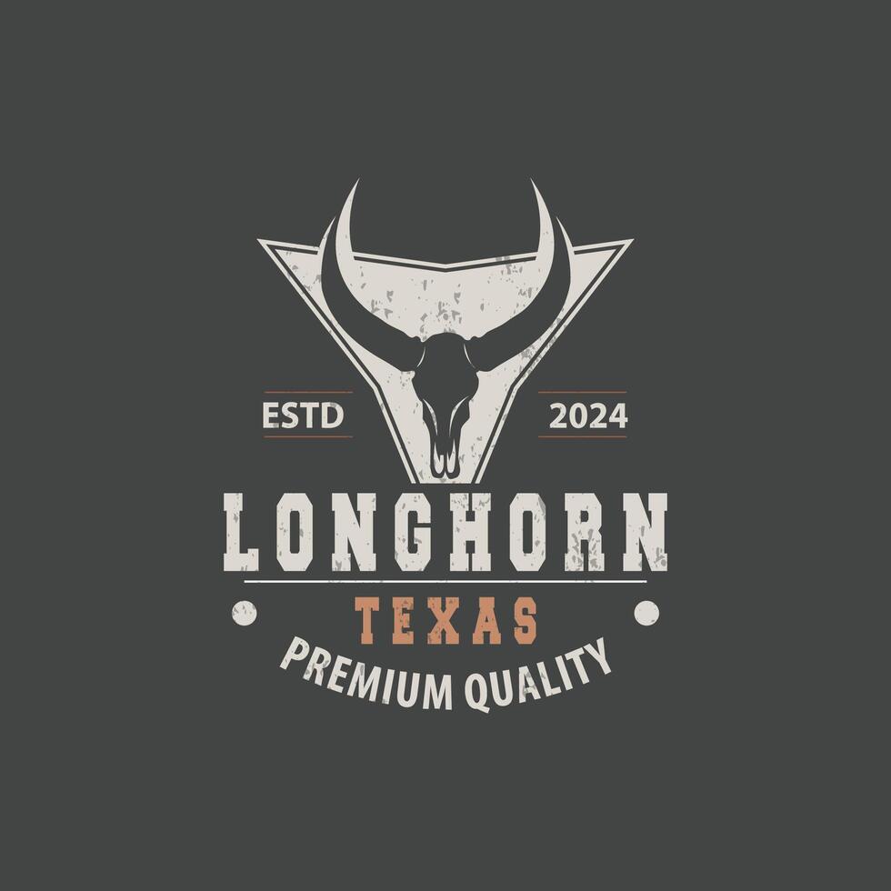 Longhorn Tier Logo Design, Bauernhof retro Jahrgang Horn minimalistisch einfach Vorlage Illustration vektor