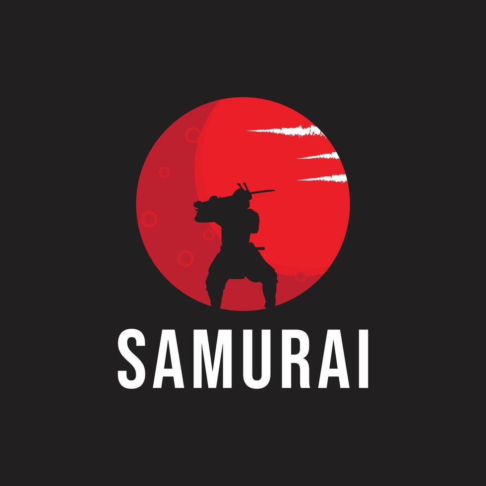 samuraj logotyp design vektor illustration symbol krigare karaktär maskot japansk svärd mall