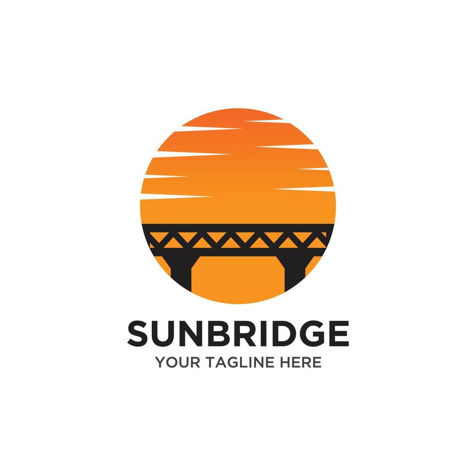 Sonne Brücke Logo Design Vorlage vektor