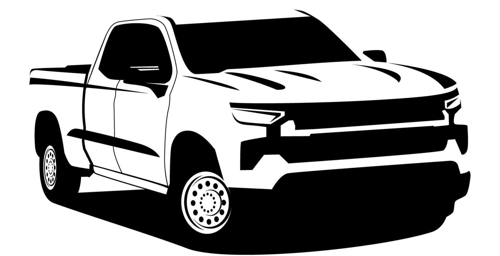 plocka upp lastbil svart och vit design vektor