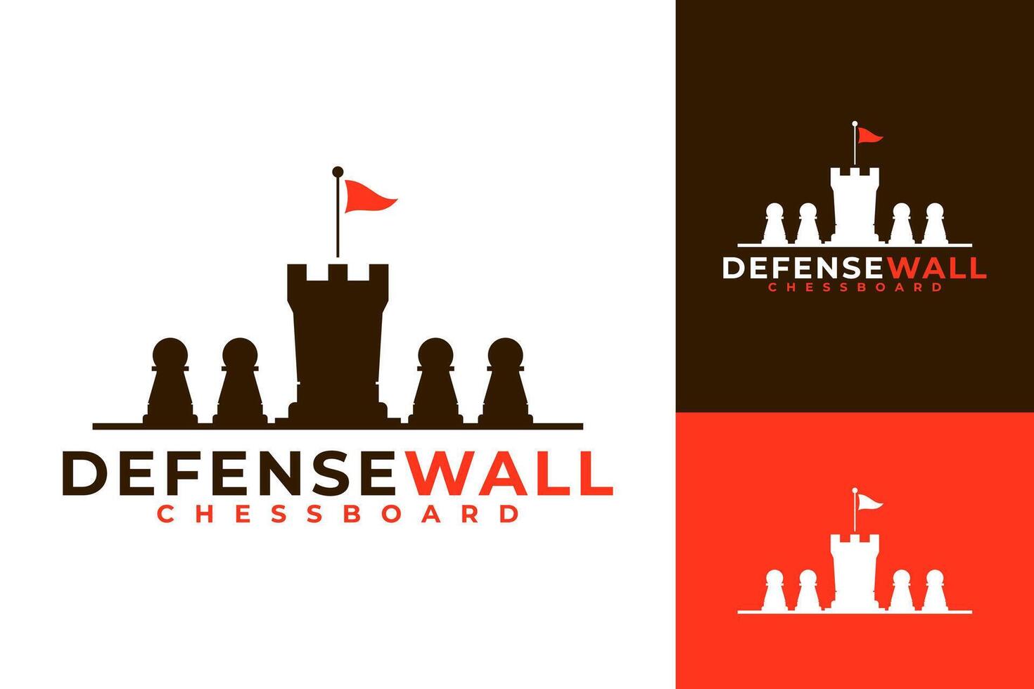 Defensive Pfand Turm Schach Logo Design vektor