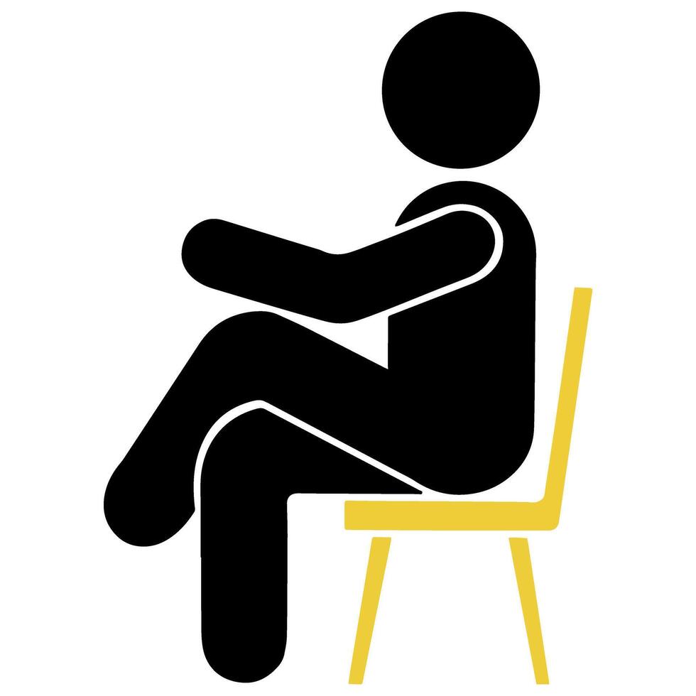 vektor en man stickman Sammanträde på en stol ikon enkel illustration
