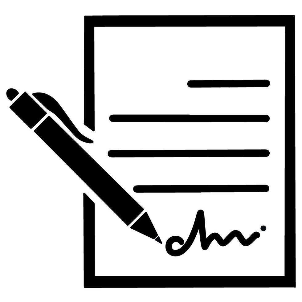 vektor ikon en signerad dokumentera illustration