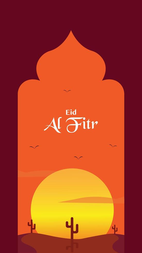 eid al fitr Mubarak Wüste eben Illustration vektor