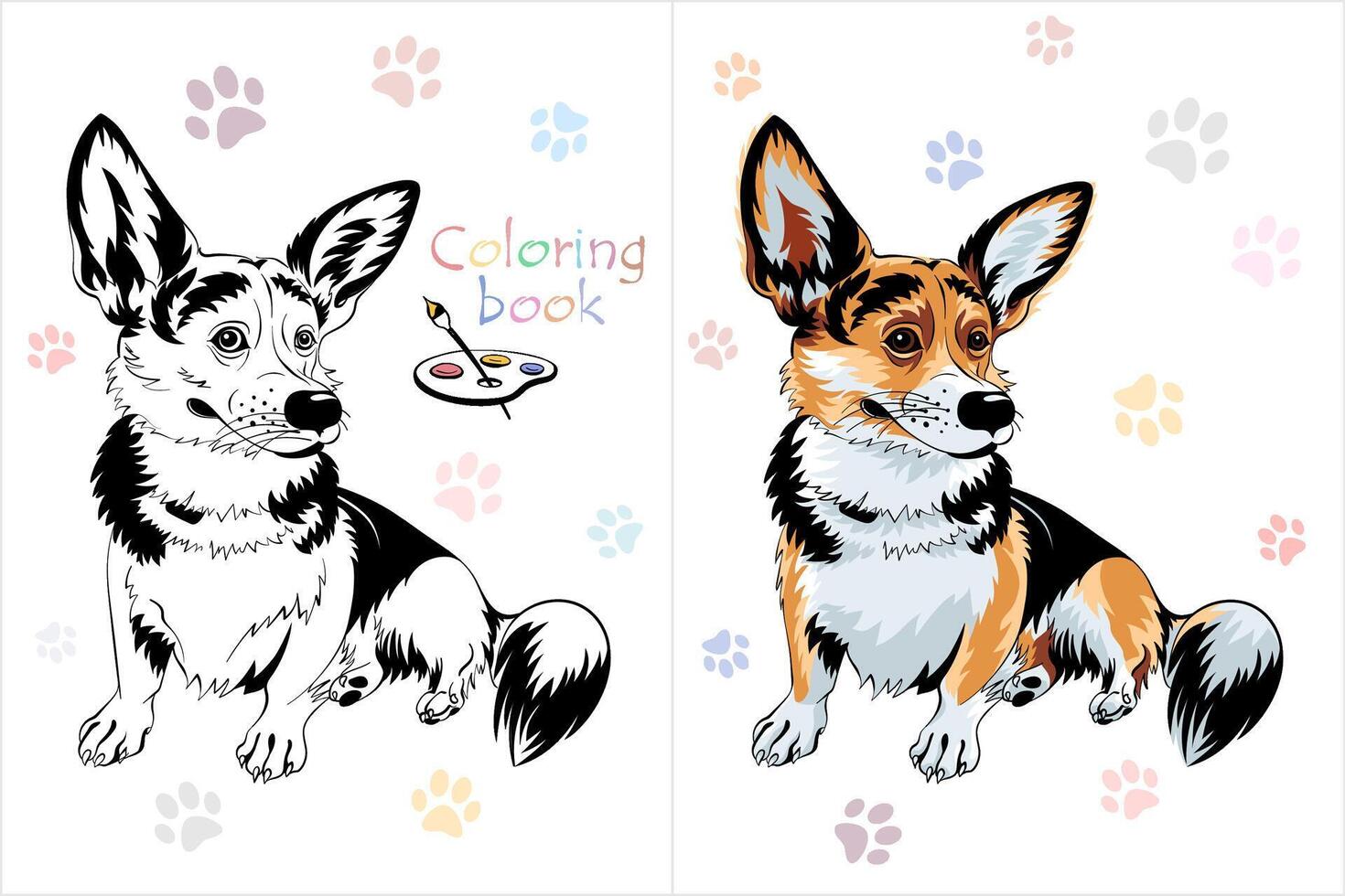 Färbung Buch Seite Hund Pembroke Walisisch Corgi vektor