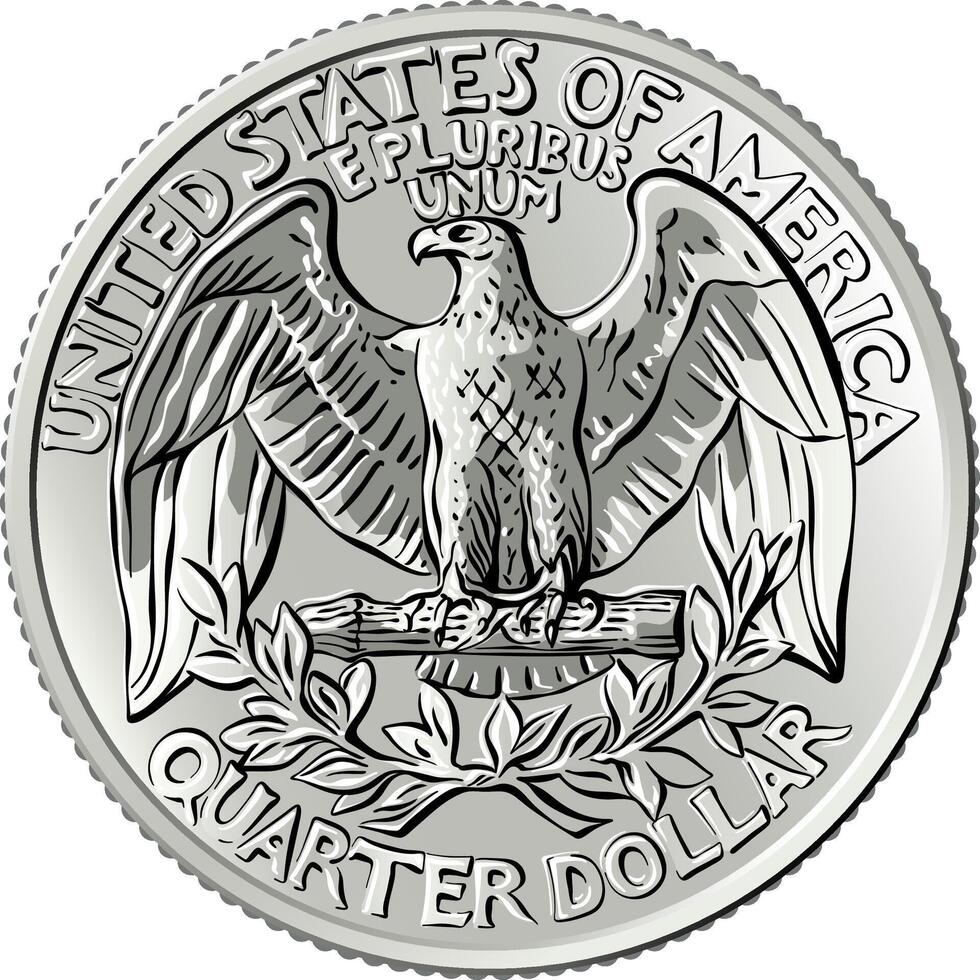 kahl Adler Washington Quartal 25 Cent Münze vektor