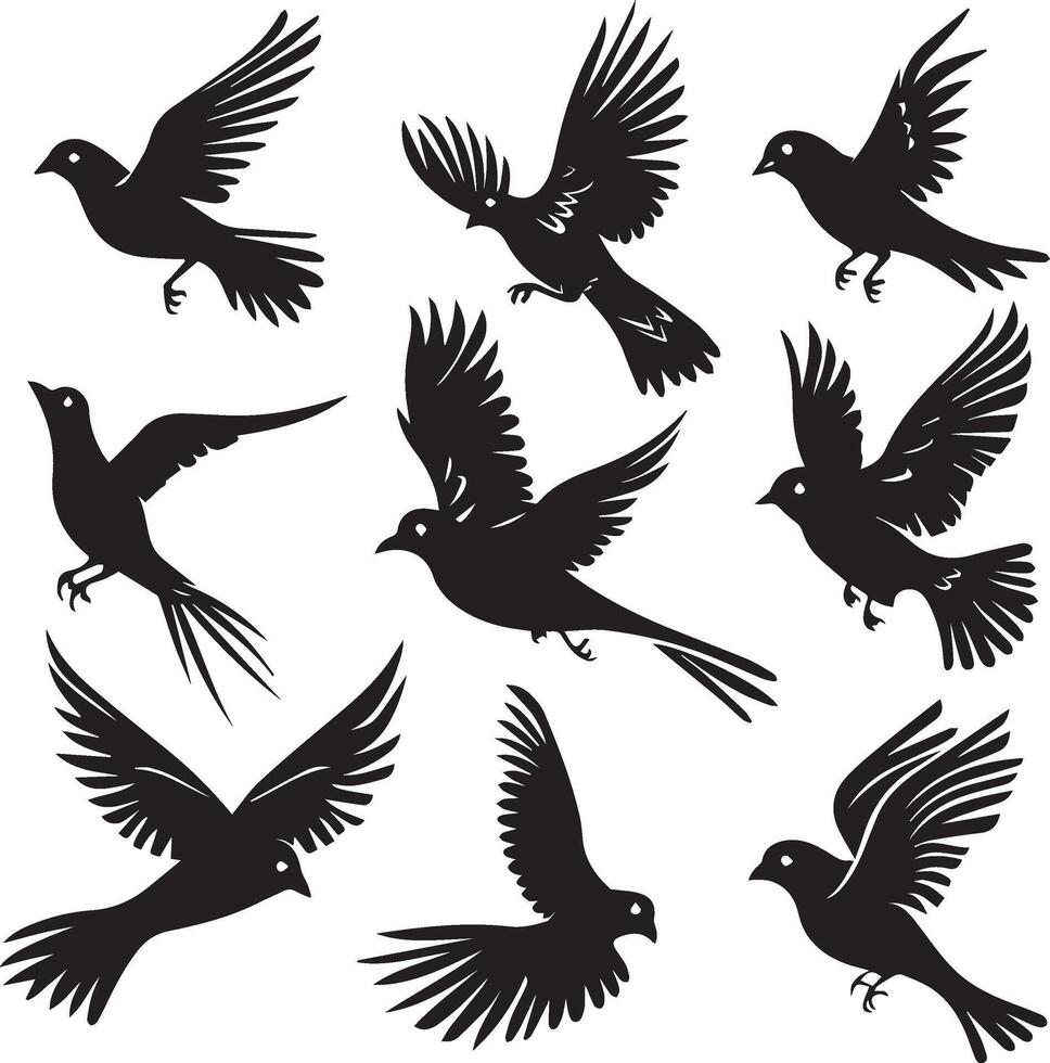 flygande fåglar silhuetter på vit bakgrund vektor
