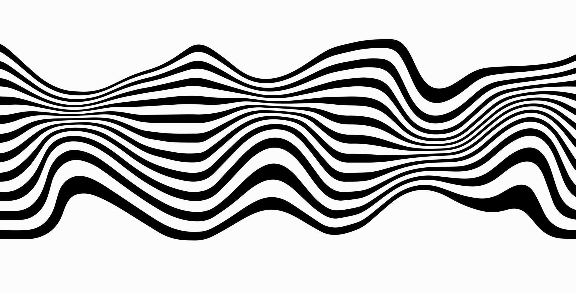 optisk konst abstrakt bakgrund Vinka design svart och vit. optisk rand med vågig linje i trogen retro stil vektor