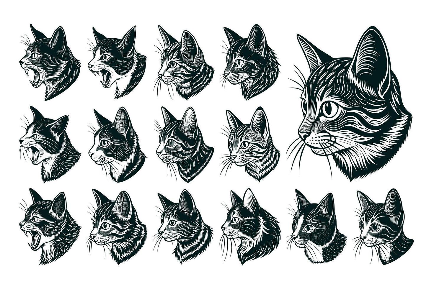 ai genererad sida se av söt manx katt huvud illustration design bunt vektor