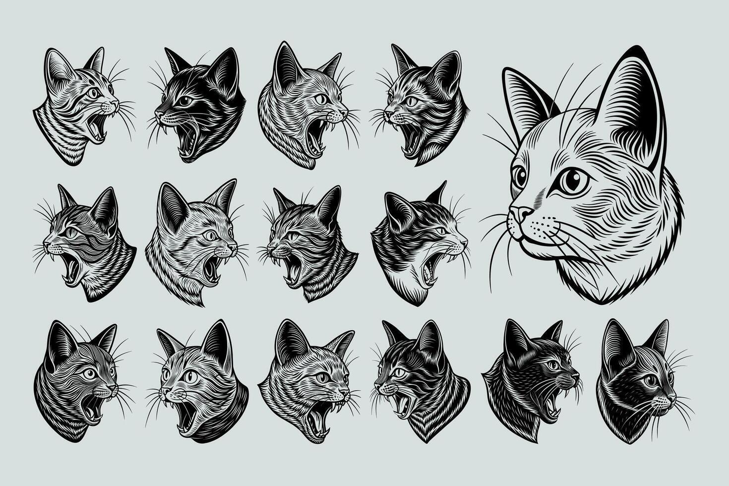 ai genererad uppsättning av profil sida se chartreux katt huvud illustration design vektor