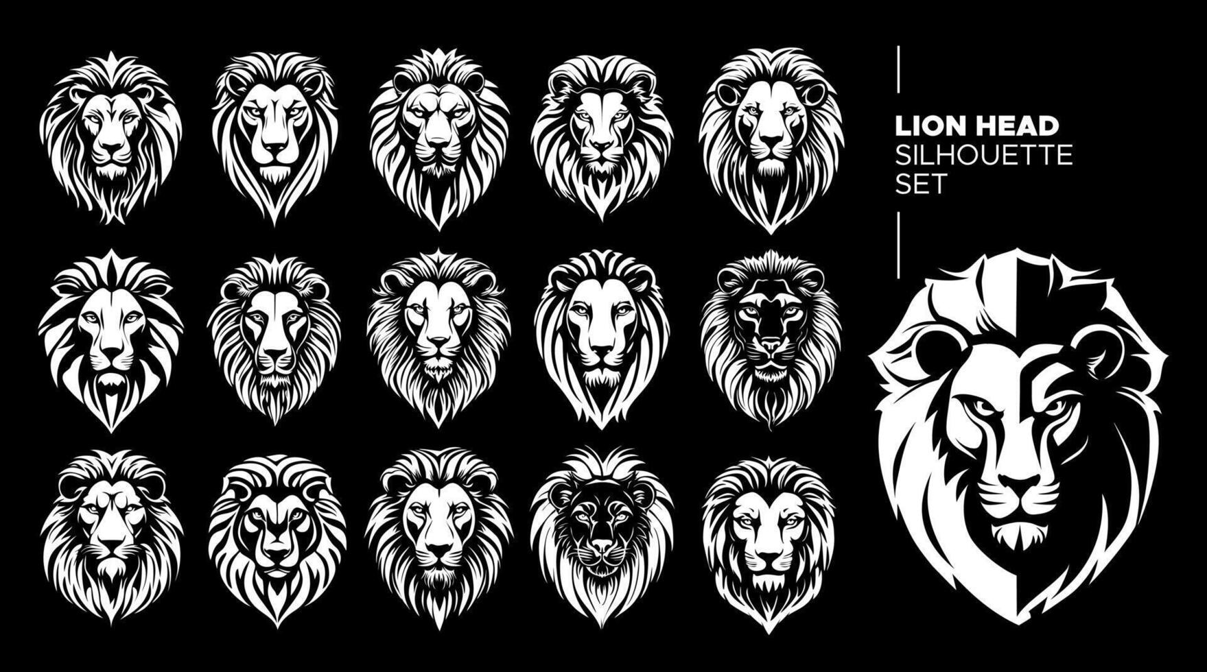 ai genererad silhuett av lejon huvud logotyp illustration design uppsättning vektor