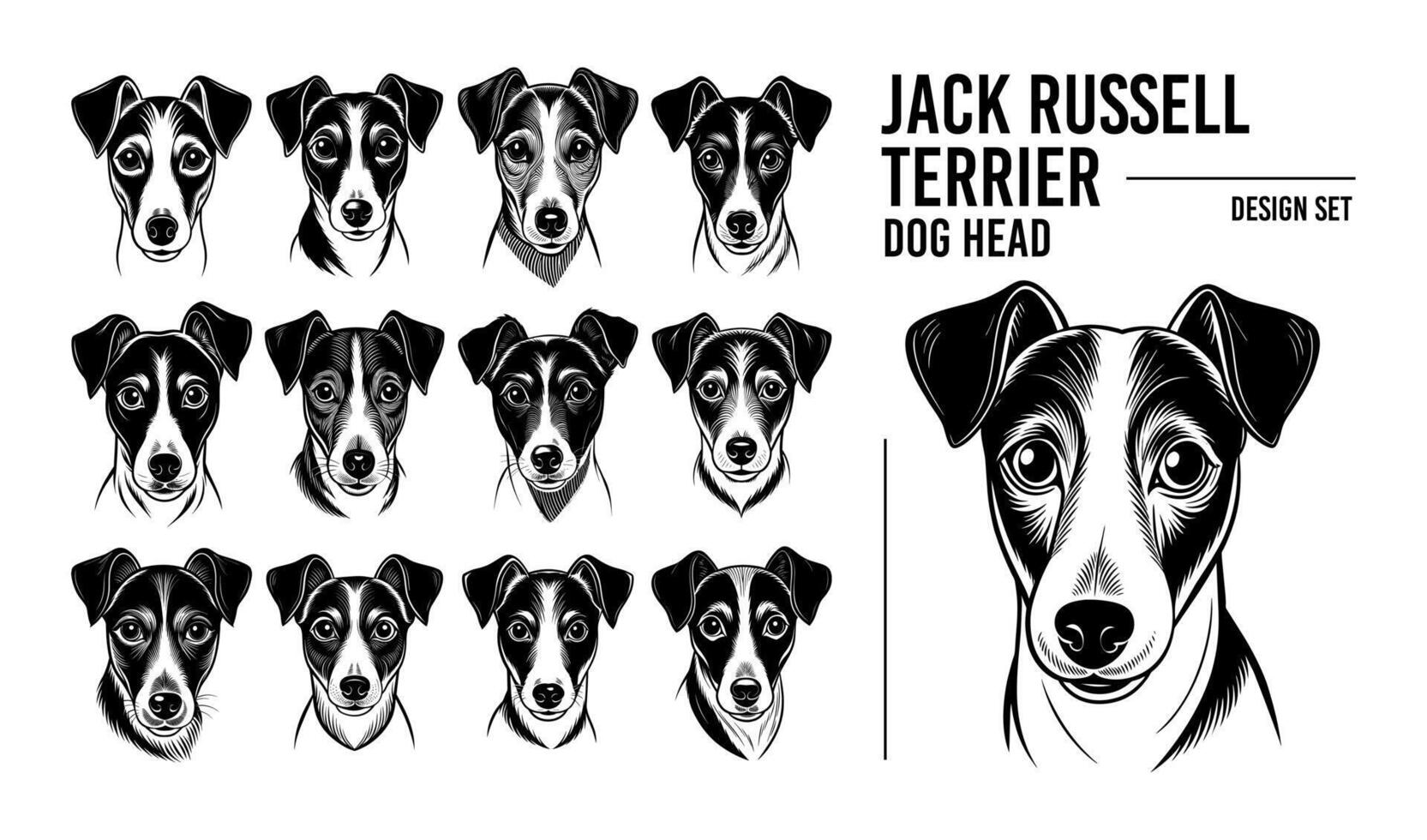 ai generiert Vorderseite Aussicht Jack Russell Terrier Hund Gesicht Vektor Design einstellen