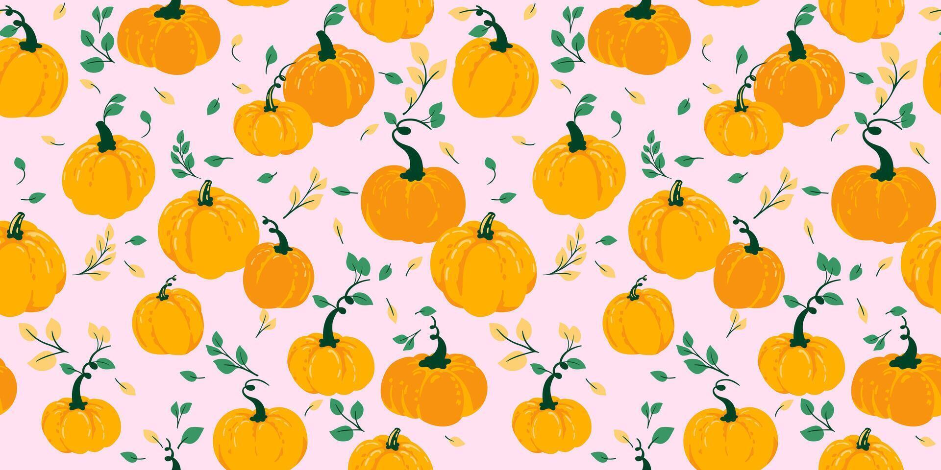 vibrerande stiliserade pumpor sömlös pattern.vector hand dragen skiss. perfekt för falla, tacksägelse, halloween, högtider skriva ut. mall för design vektor