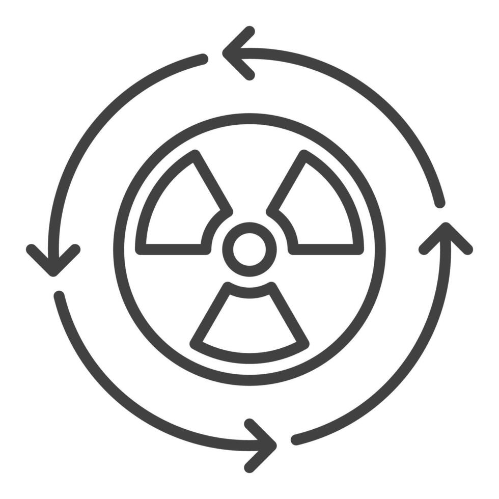 Pfeile um Strahlung Vektor nuklear verlängerbar Energie Symbol oder Zeichen im dünn Linie Stil