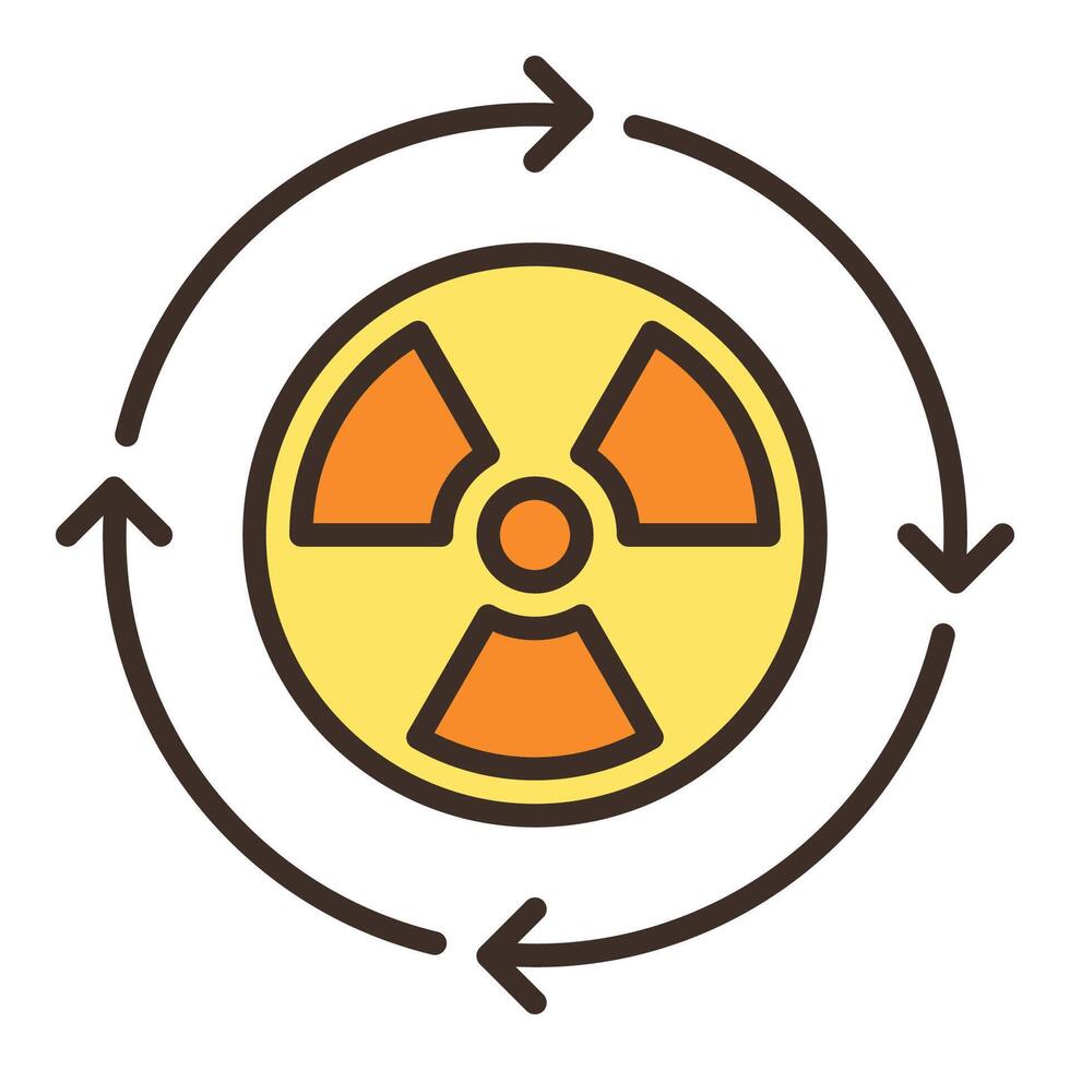 strålning tecken med pilar vektor kärn förnybar energi färgad ikon eller symbol