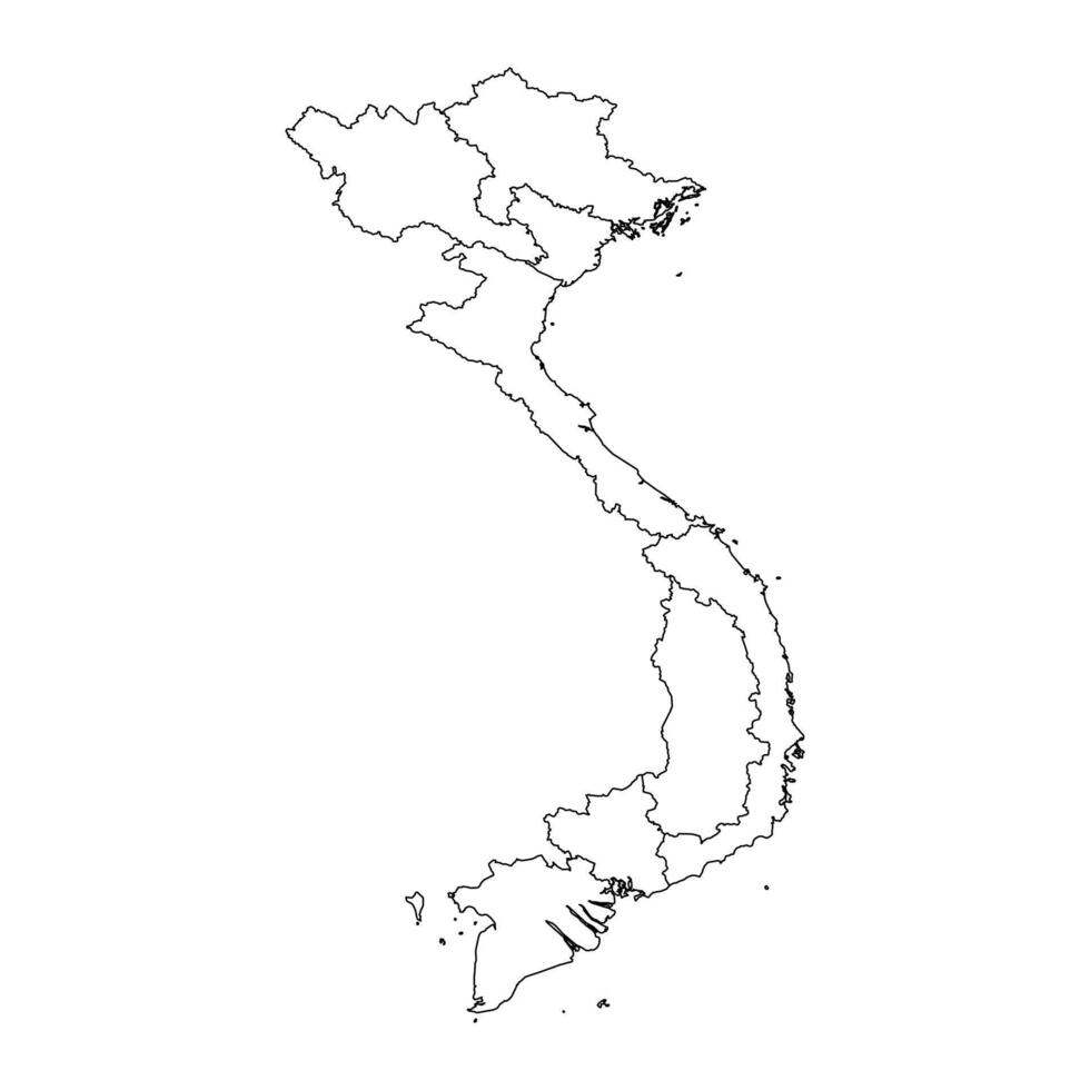vietnam Karta med regioner. vektor illustration.