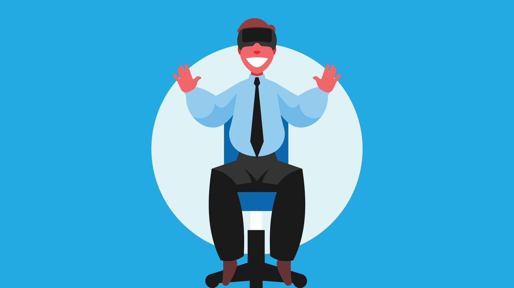 Geschäft Mann ist mit ein virtuell Wirklichkeit Headset Vektor Illustration