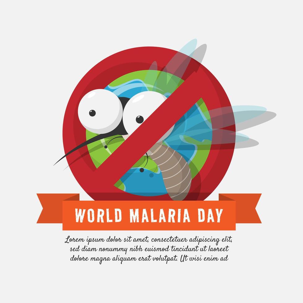 Welt Malaria Tag Poster mit Konzept von anhalten das Verbreitung von Malaria Mücken im das Welt vektor