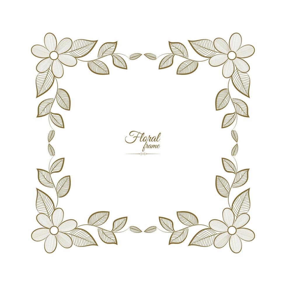 Jahrgang Karte Rahmen mit golden Blumen- Ornament Rand isoliert Blumen- Hintergrund vektor