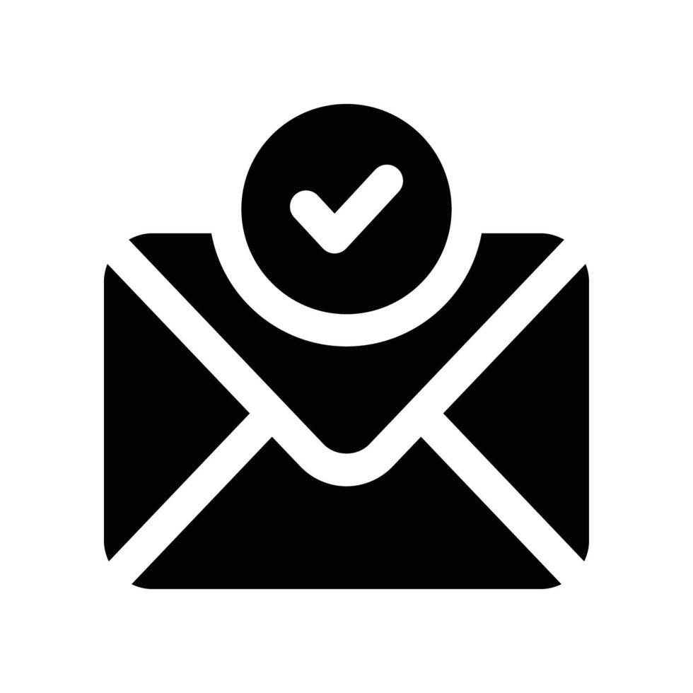 Email Nachprüfung Symbol. Vektor Glyphe Symbol zum Ihre Webseite, Handy, Mobiltelefon, Präsentation, und Logo Design.