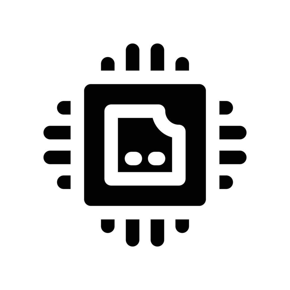 Prozessor Symbol. Vektor Glyphe Symbol zum Ihre Webseite, Handy, Mobiltelefon, Präsentation, und Logo Design.