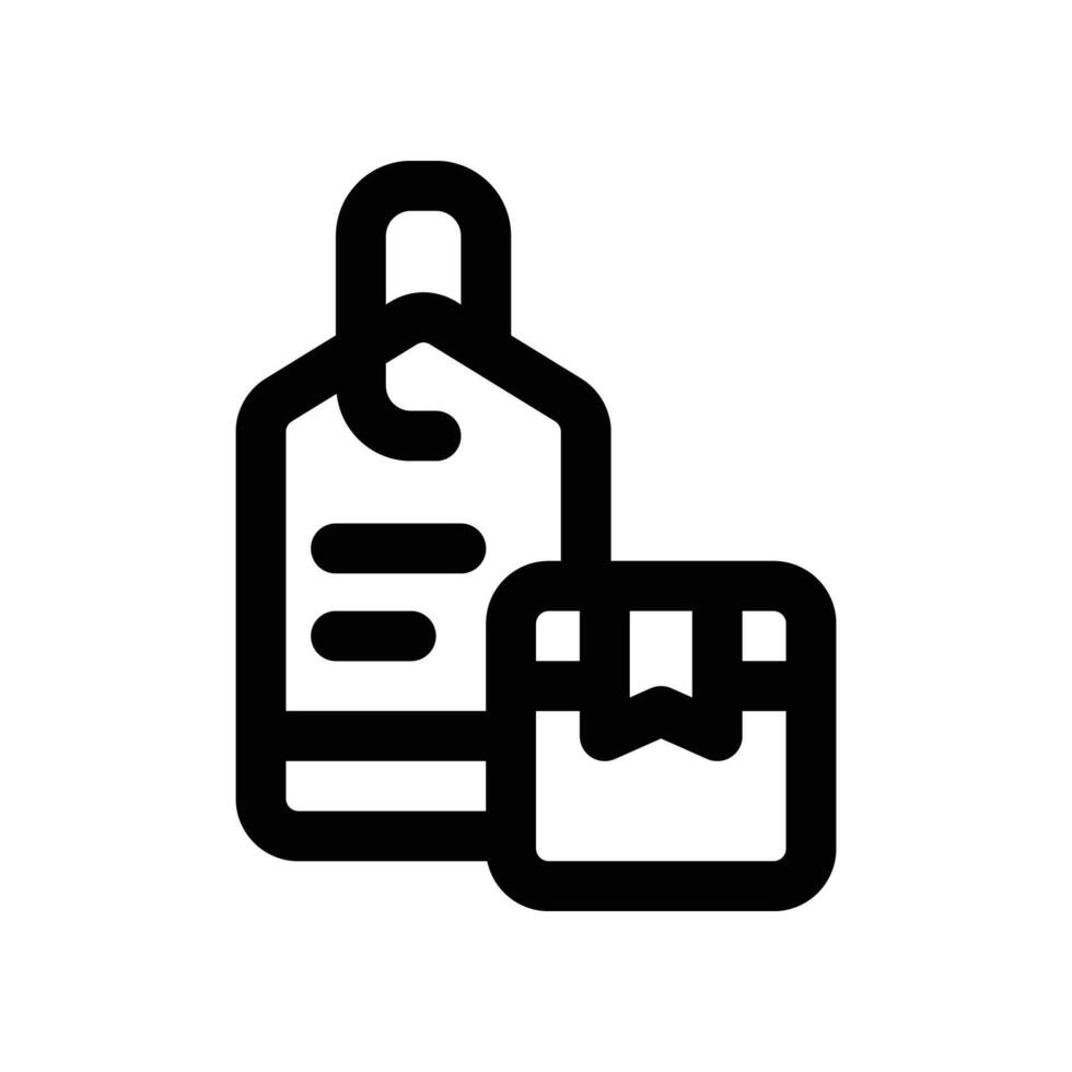 Etikett Box Symbol. Vektor Linie Symbol zum Ihre Webseite, Handy, Mobiltelefon, Präsentation, und Logo Design.