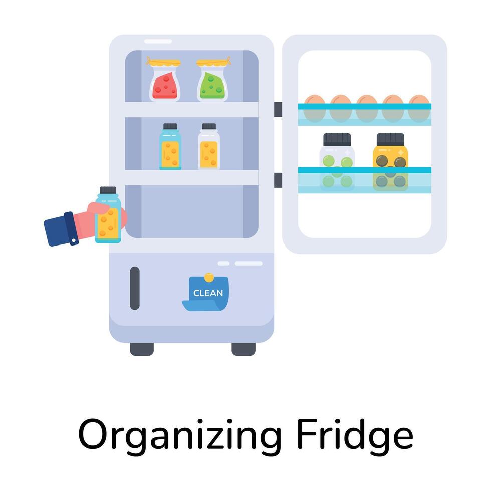 trendig organisering kylskåp vektor