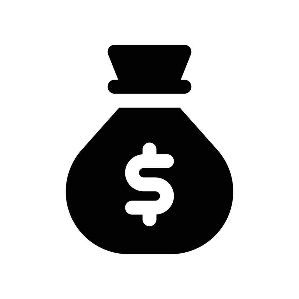 Geld Tasche Symbol. Vektor Glyphe Symbol zum Ihre Webseite, Handy, Mobiltelefon, Präsentation, und Logo Design.