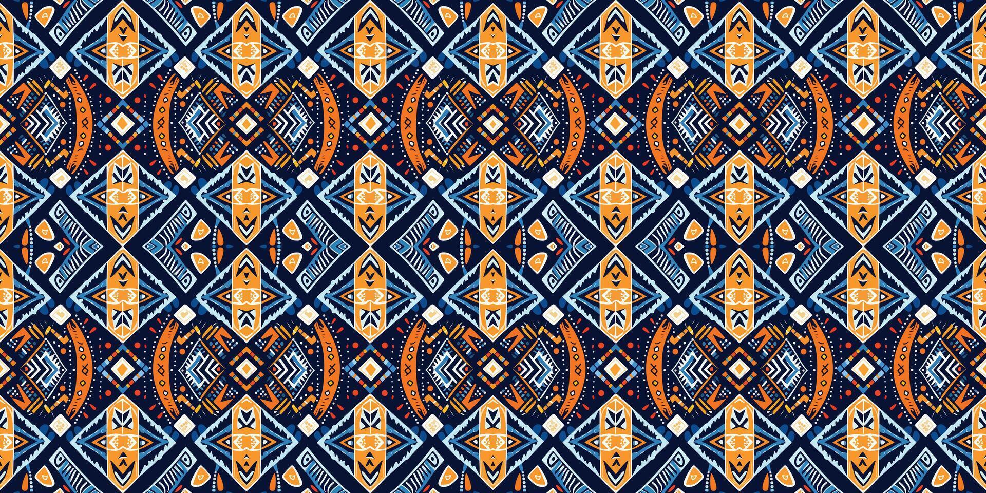 en sömlös mönster, geometrisk stam- mönster, geometrisk batik, ikat sömlös, aztec stil , etnisk boho sömlös mönster, lyx dekorativ textil- mönster., tyg, ridå, matta, batik broderi vektor