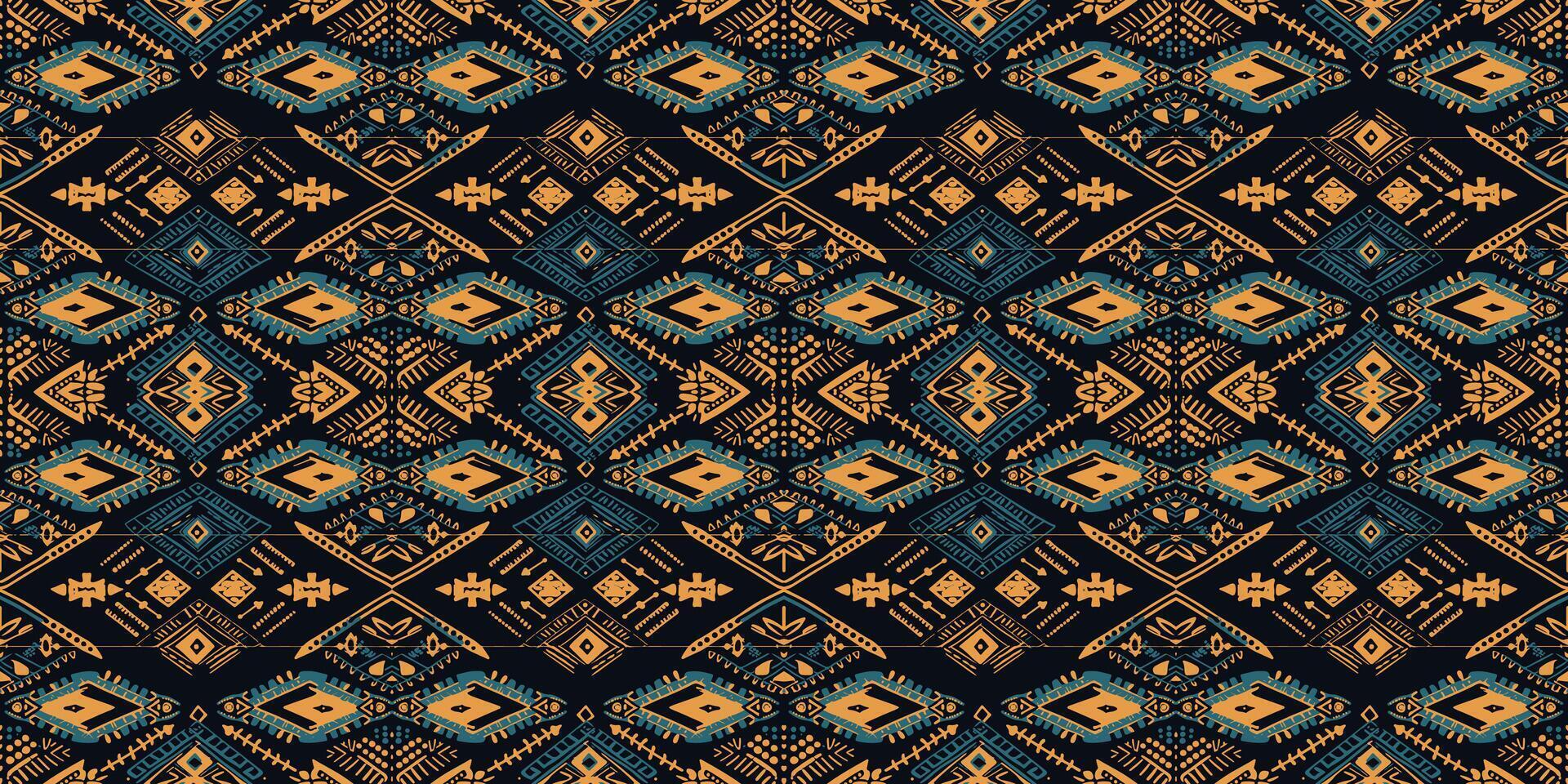 en sömlös mönster, geometrisk stam- mönster, geometrisk batik, ikat sömlös, aztec stil , etnisk boho sömlös mönster, lyx dekorativ textil- mönster., tyg, ridå, matta, batik broderi vektor