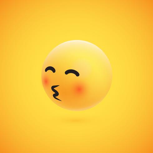 Netter hoch-ausführlicher gelber Emoticon 3D für Netz, Vektorillustration vektor