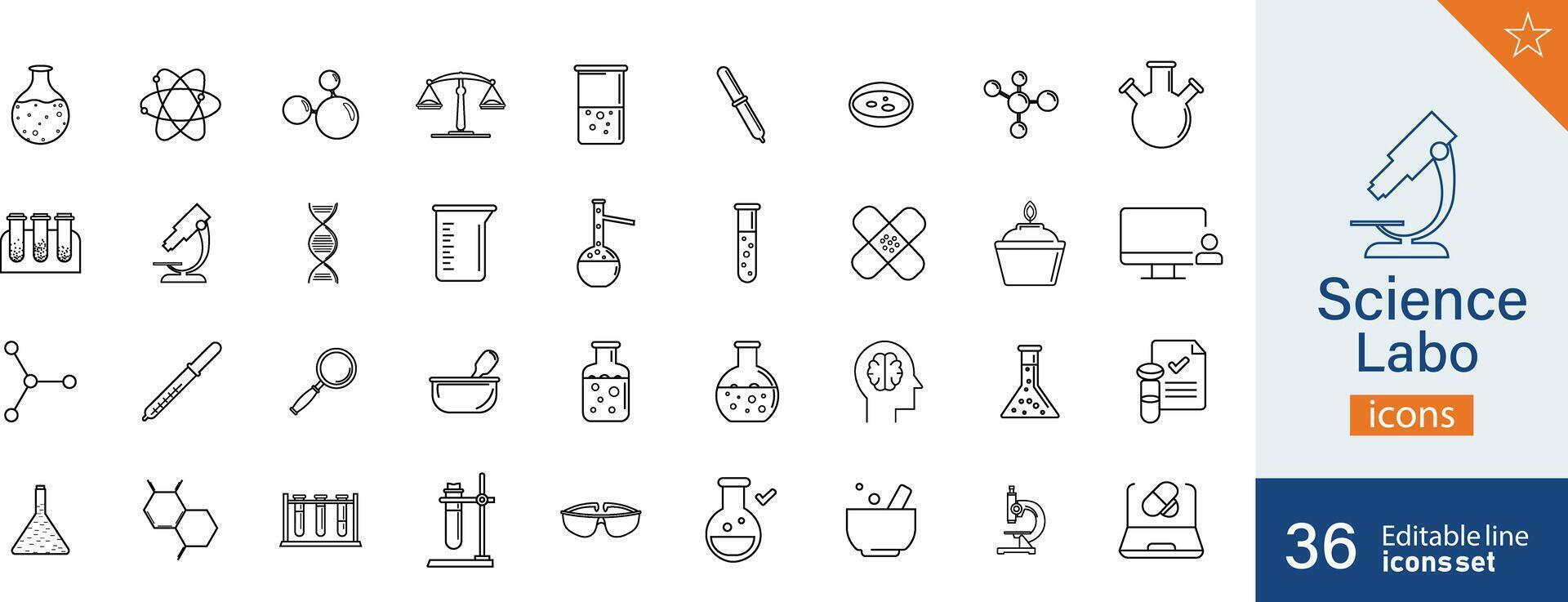 uppsättning av 32 vetenskap labo webb ikoner i linje stil. cyberrymden, data samling, design. vektor illustration.