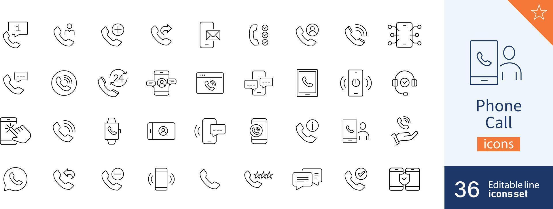 telefon ikoner pixel perfekt. mobil, meddelande, Stöd, ... vektor