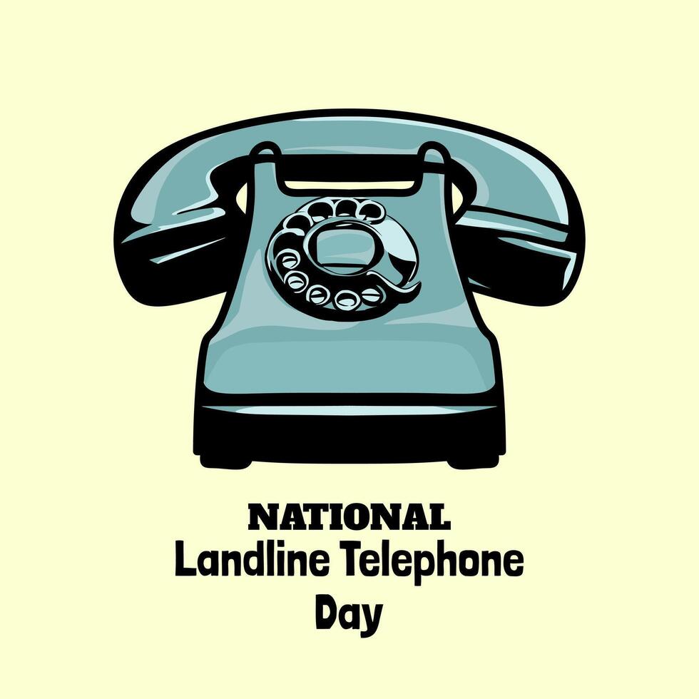 nationell fast telefon telefon dag vektor. gammal röd telefon vektor. fast telefon telefon dag affisch, Mars 10 vektor