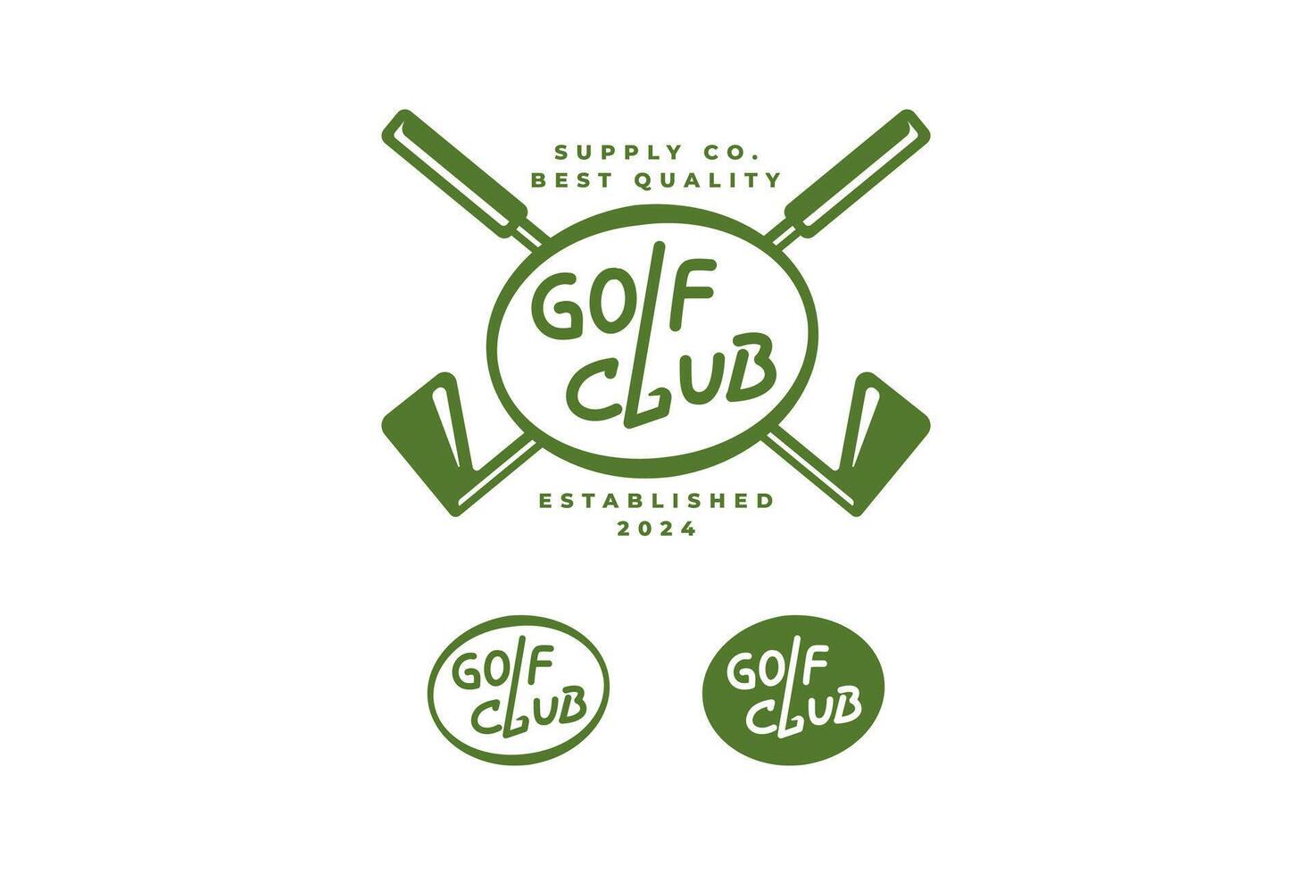 golf klubb med golf pinne bricka logotyp vektor samling för golfspelare, golf sport och mästare