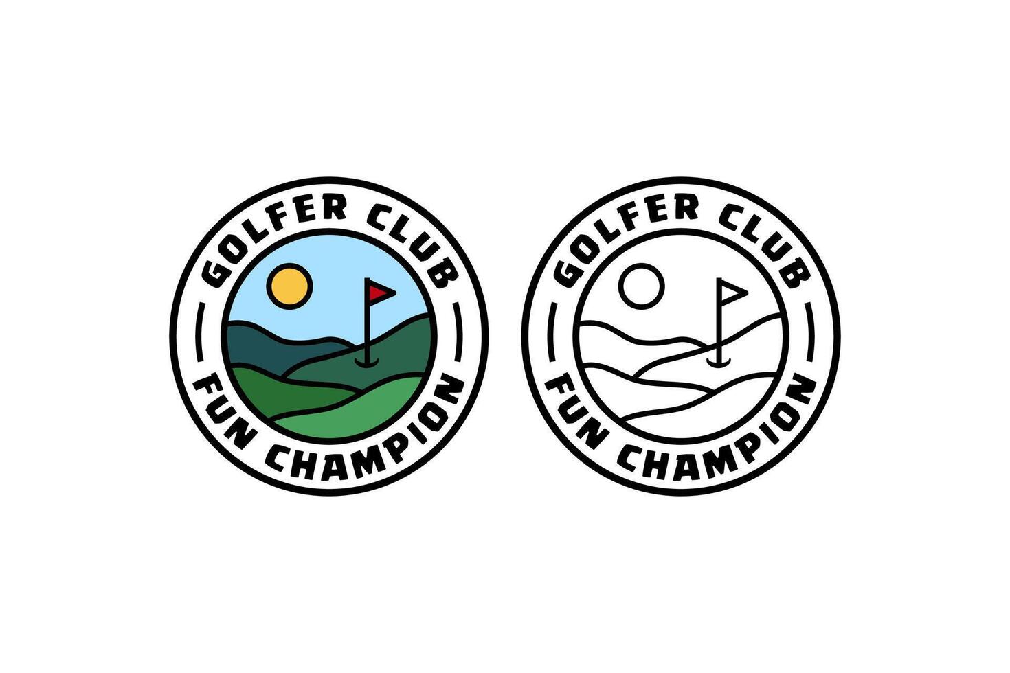 Golf Feld Spaß Champion Abzeichen Logo Design zum Golf Sport Hobby vektor
