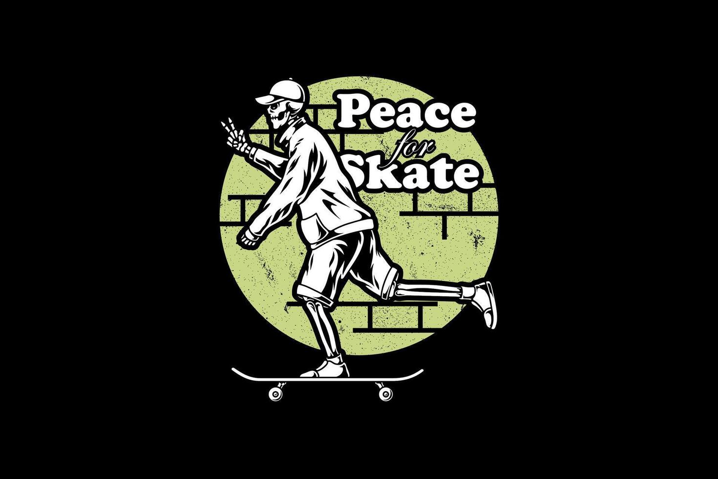 Skateboard mit Schädel friedlich funky Illustration Kunstwerk mit Straße tragen Stil vektor
