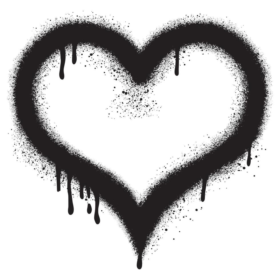 spray graffiti hjärta symbol isolerat på vit bakgrund. vektor