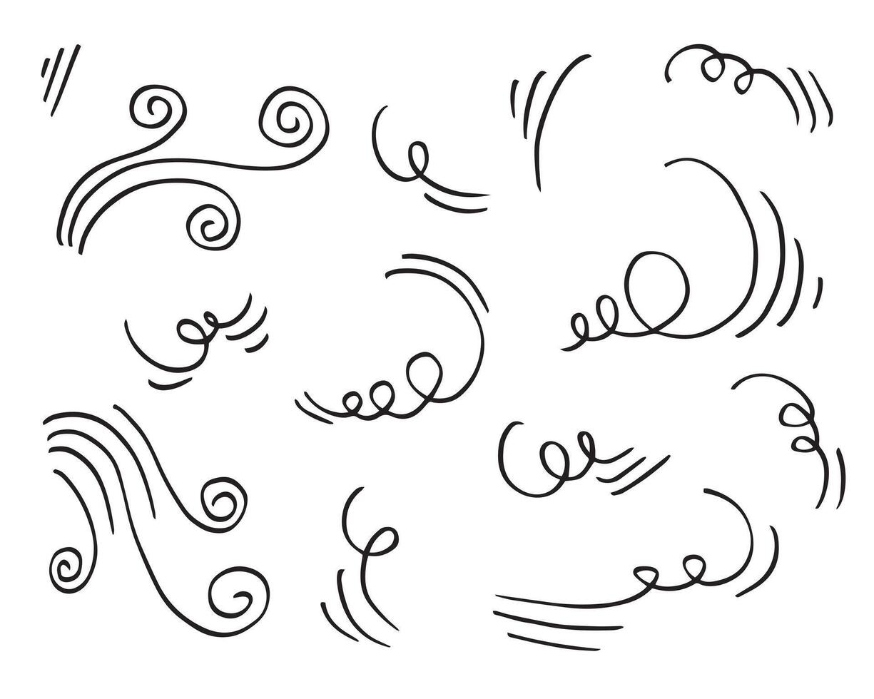 klotter vind illustration vektor hand dragen stil isolerat på vit bakgrund.