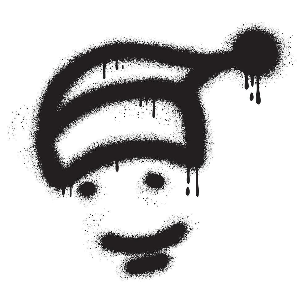 spray måla graffiti söt barn ansikte bär mössa isolerat på vit bakgrund. vektor illustration.