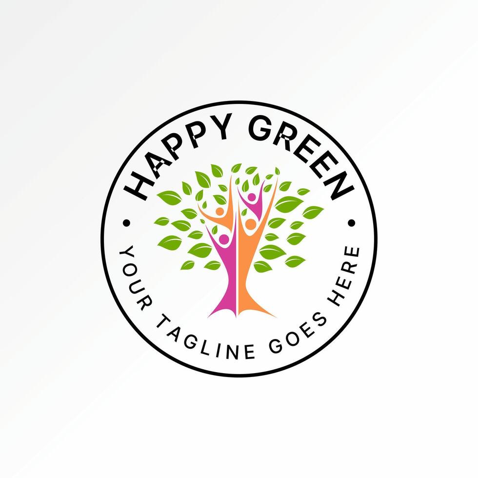 logotyp design grafisk begrepp kreativ premie vektor stock abstrakt ikon unik träd med 4 människor aktiva Lycklig. relaterad till hälsa vård sjukdom återhämtning