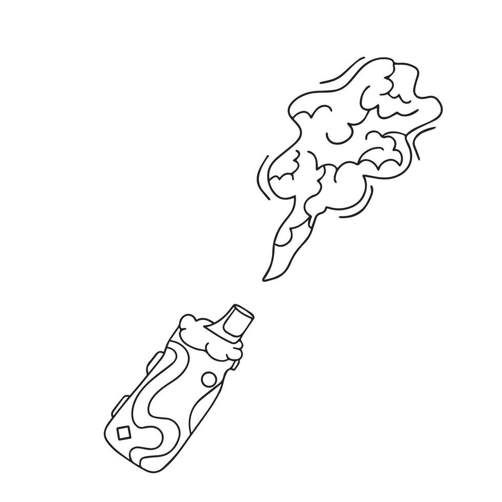 minimalistisch Gekritzel Stil Illustration von ein elektronisch Zigarette mit Rauch. das Schaden von Rauchen zu Gesundheit. Verlassen Rauchen und Dampfen. Vektor
