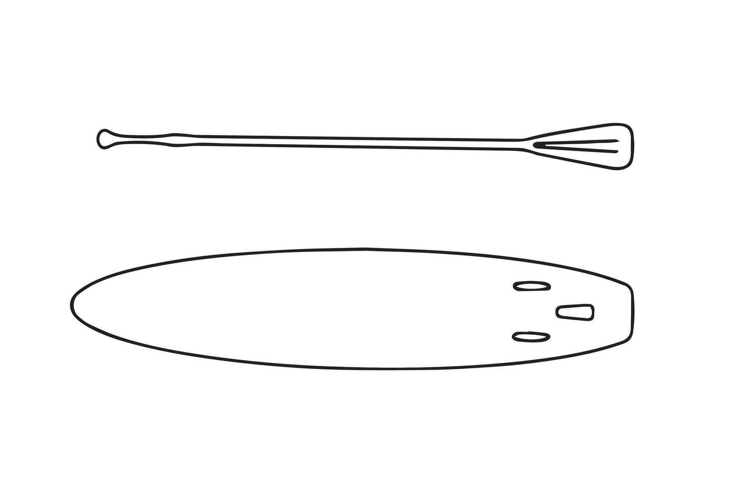 sup Tafel zum Surfen Gekritzel Stil Vektor Illustration isoliert auf Weiß Hintergrund. Vektor Illustration