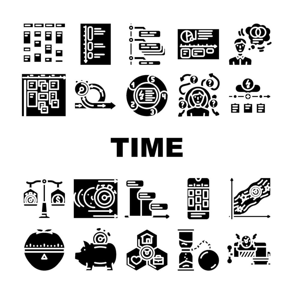 tid förvaltning schema uppgift ikoner uppsättning vektor