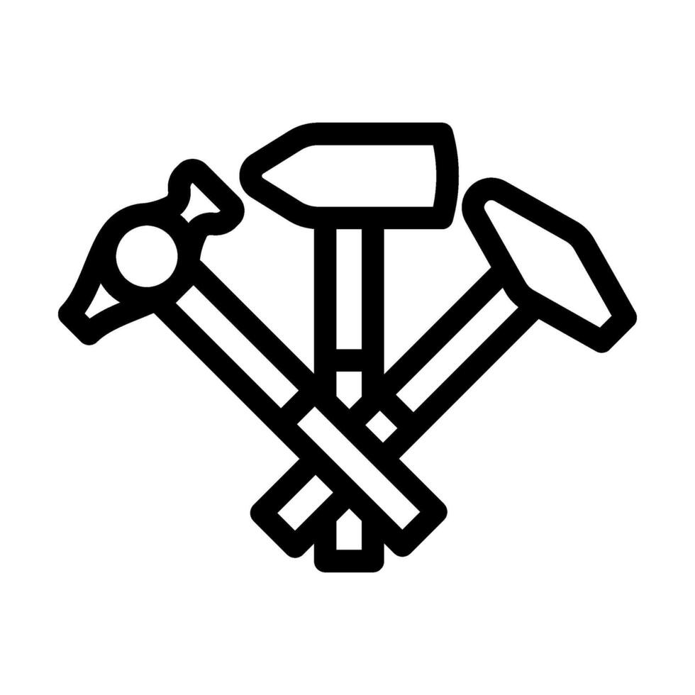 Hammer Schmied Metall Linie Symbol Vektor Illustration