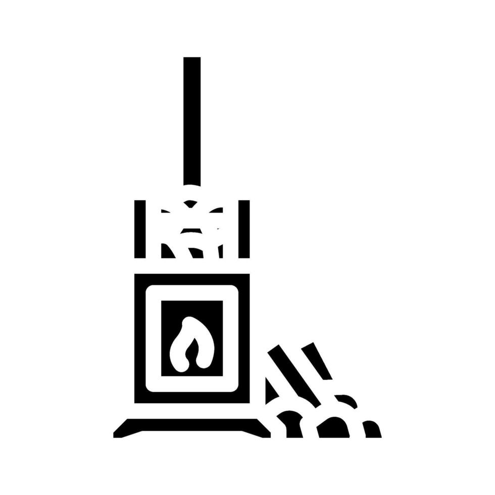 Holz Verbrennung Sauna Glyphe Symbol Vektor Illustration