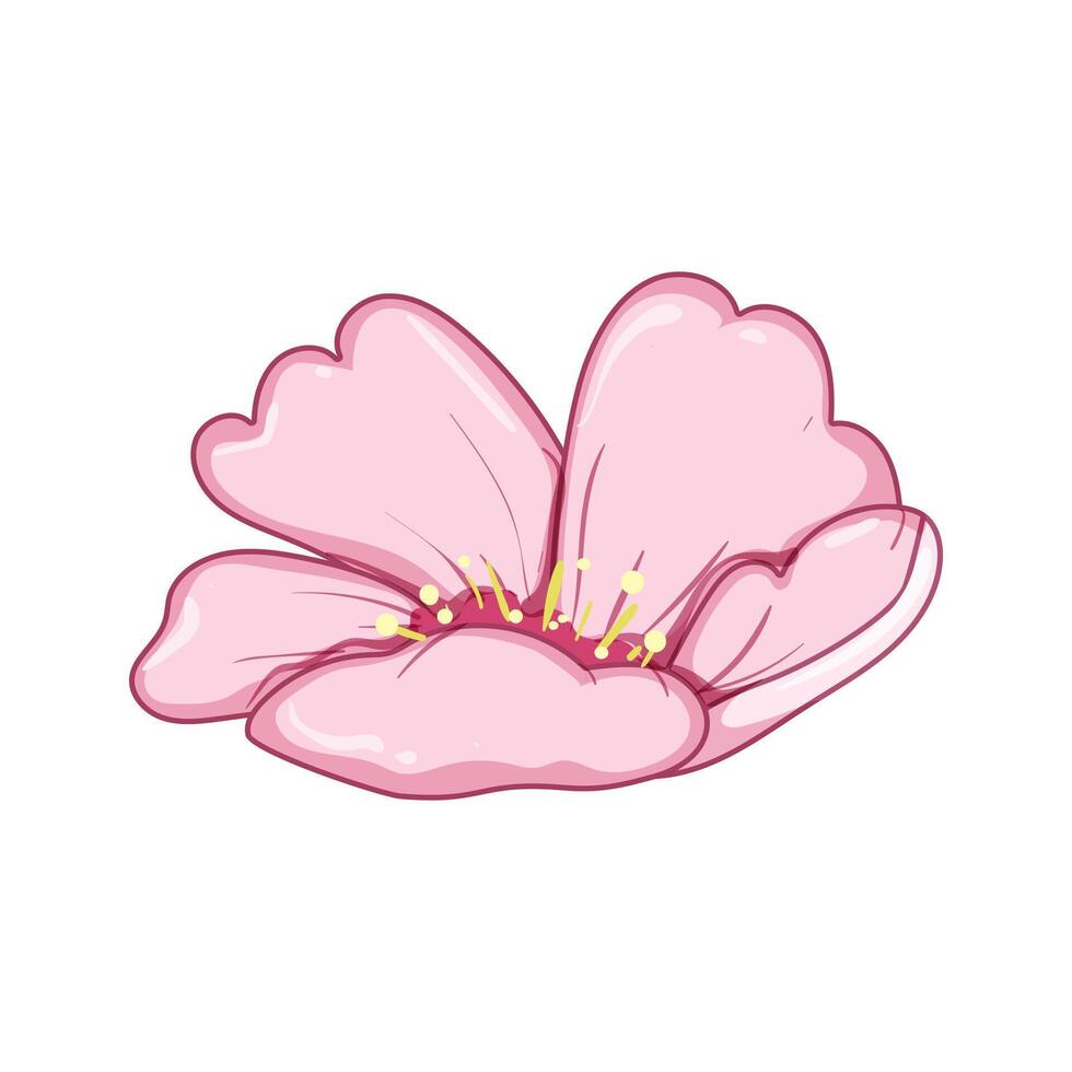 rosa sakura körsbär blomma tecknad serie vektor illustration