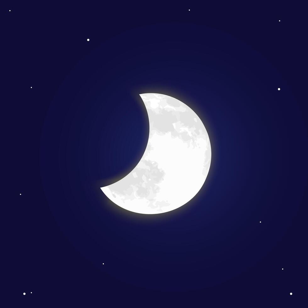 Hälfte Mond Illustration auf Nacht Himmel vektor