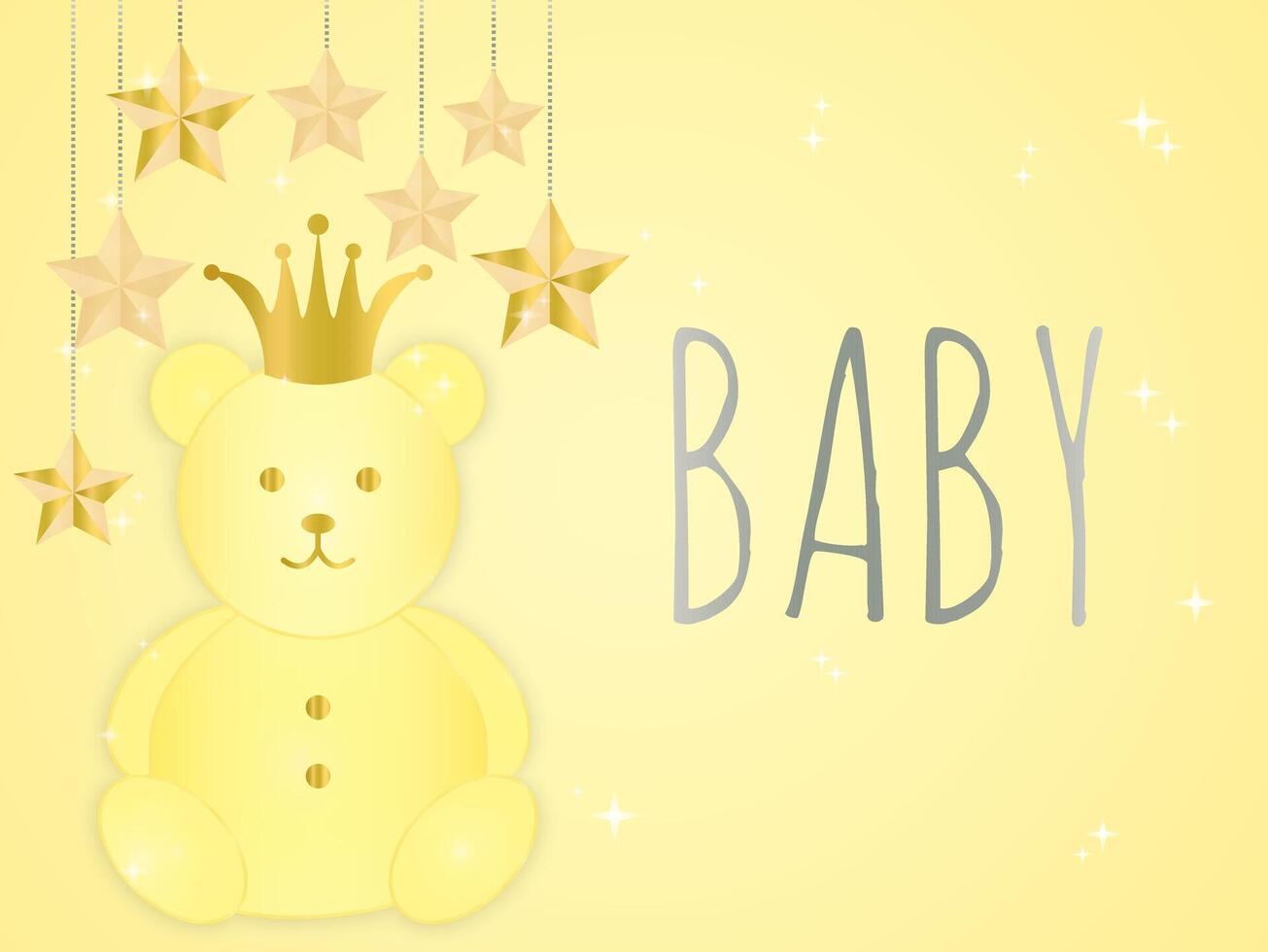 Baby süß Illustration mit Gelb Bär und Sterne vektor